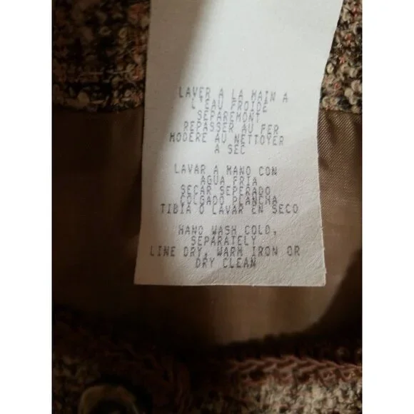 Vtg Skirt Blazer Suit Brown Tweed 5 Button Decorative Trim Faux Wrap Skirt Midi - Picture 13 of 16